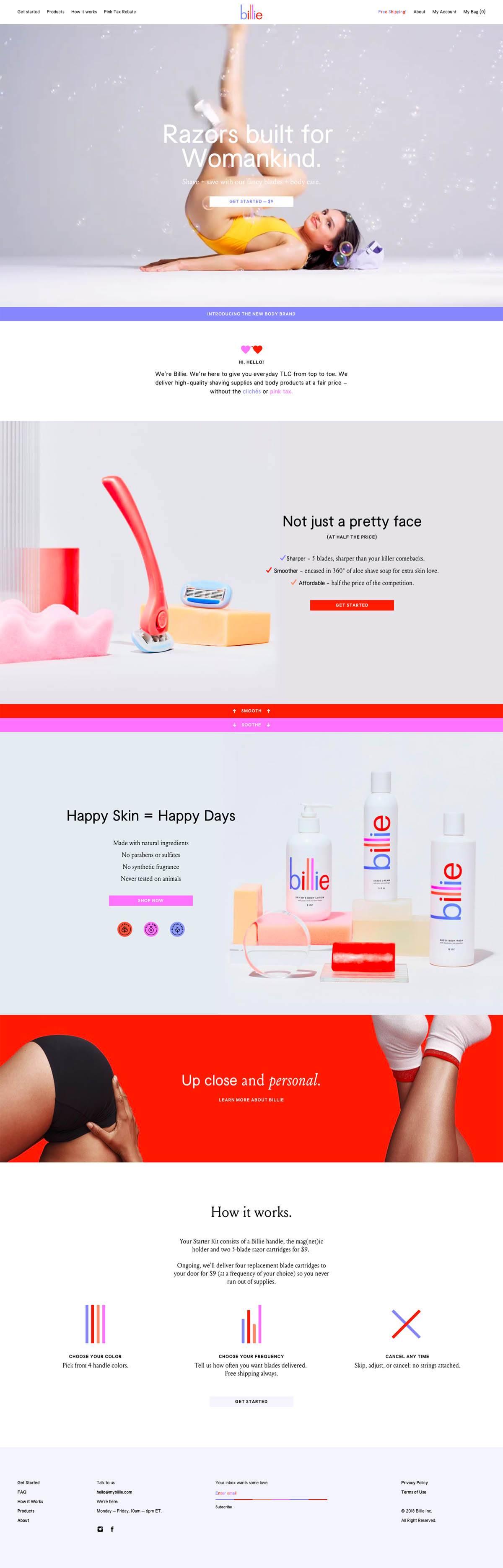eCommerce website: Billie