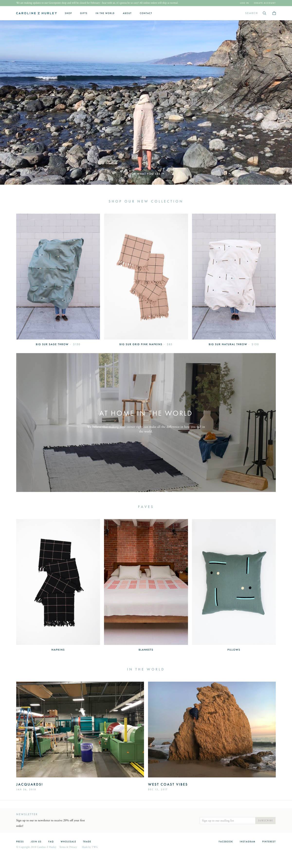 eCommerce website: Caroline Z Hurley
