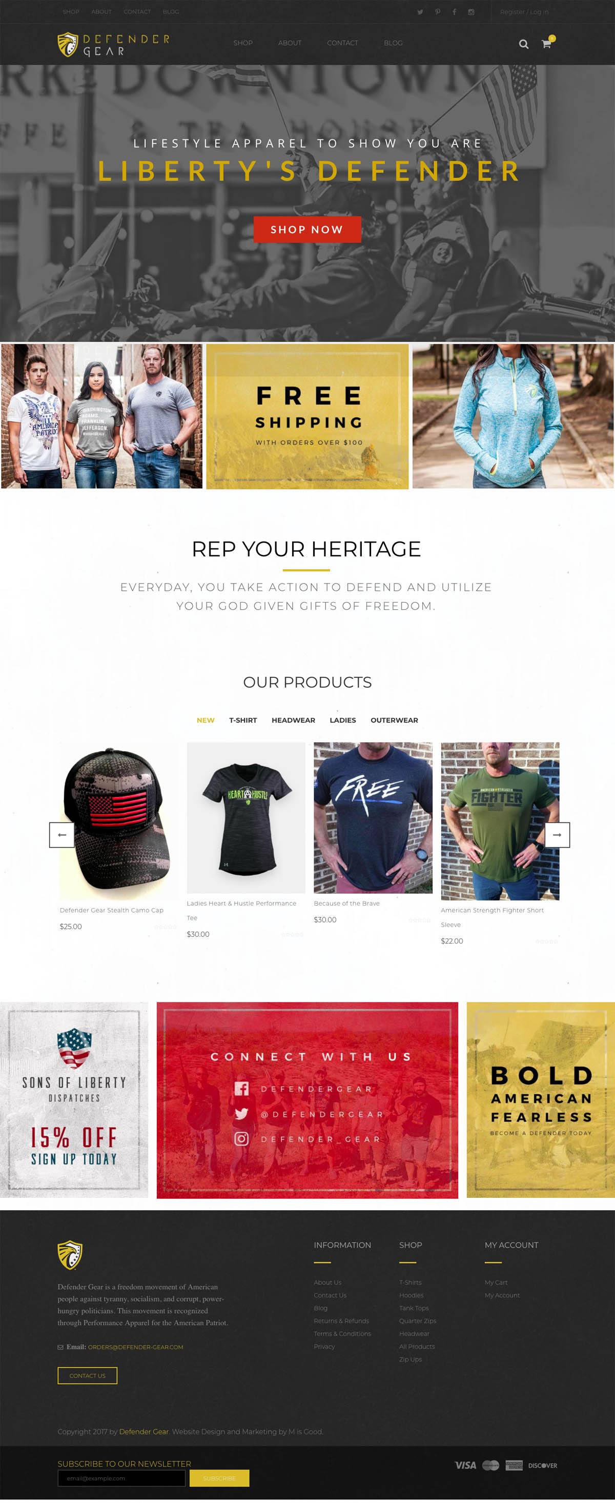 eCommerce website: Defender Gear