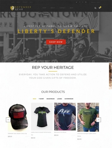 eCommerce website: Defender Gear