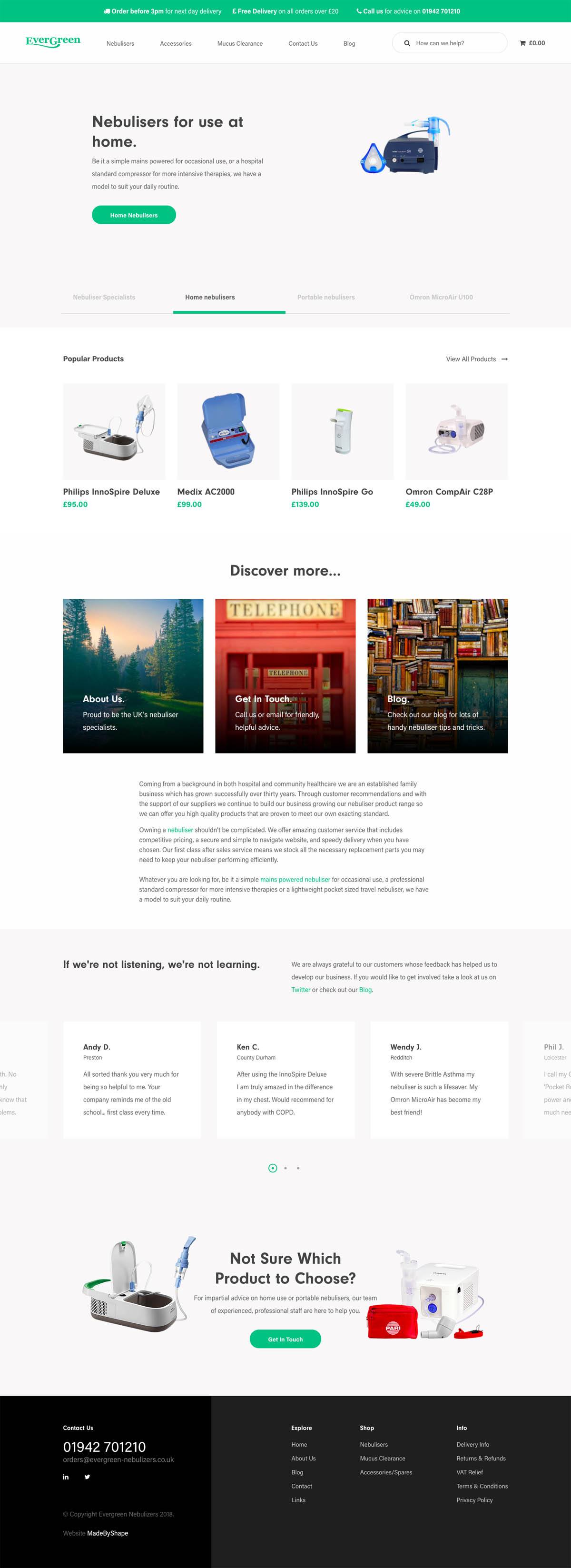 eCommerce website: Evergreen Nebulisers