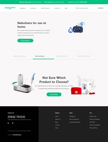 eCommerce website: Evergreen Nebulisers
