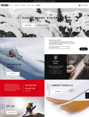 eCommerce website: Faction Skis