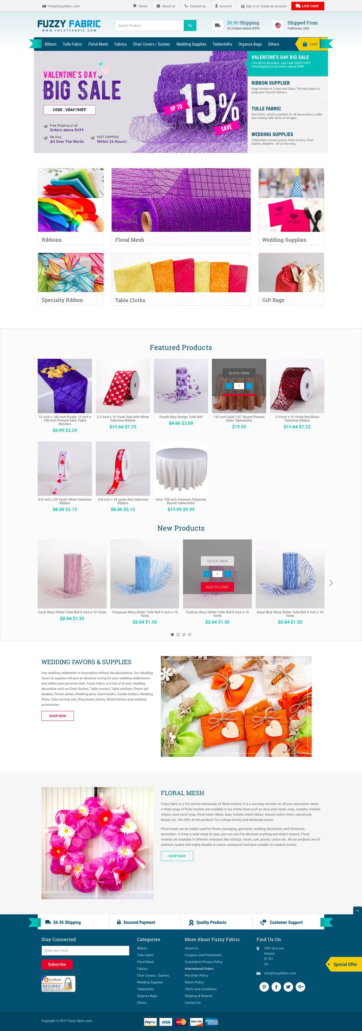eCommerce website: Fuzzy Fabric
