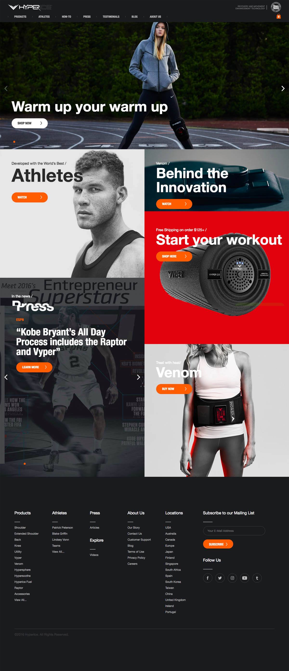 eCommerce website: Hyperice