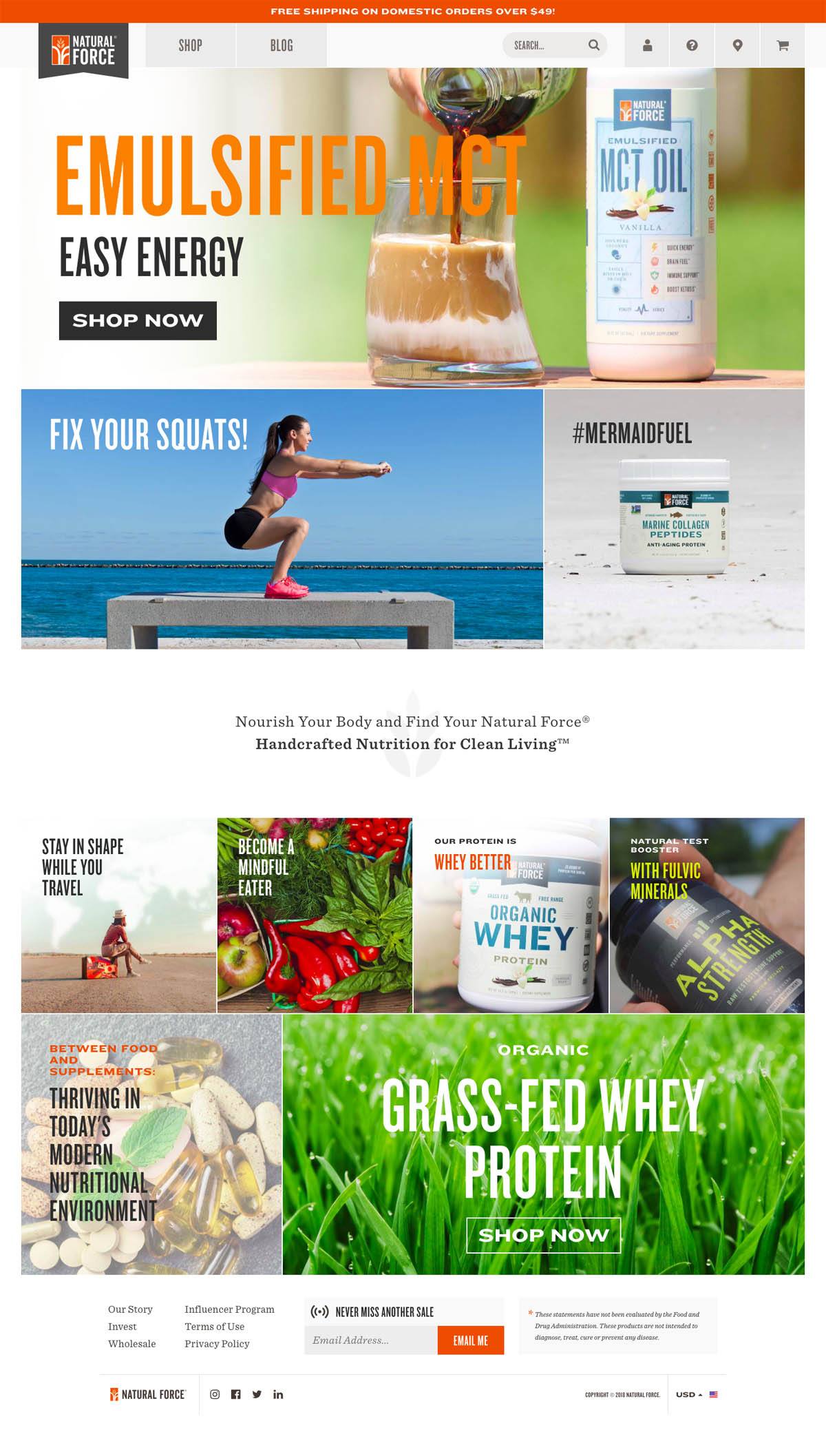 eCommerce website: Natural Force Nutrition
