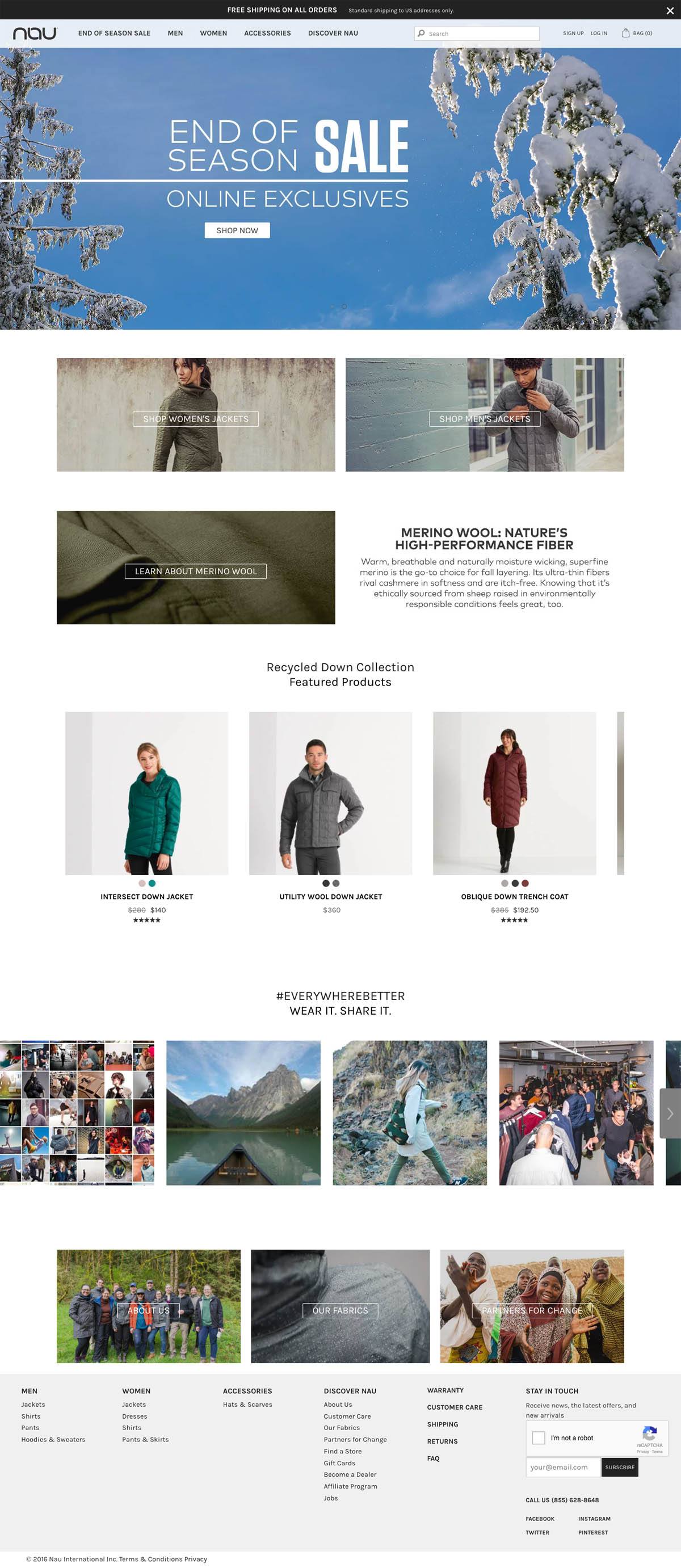 eCommerce website: Nau Clothing