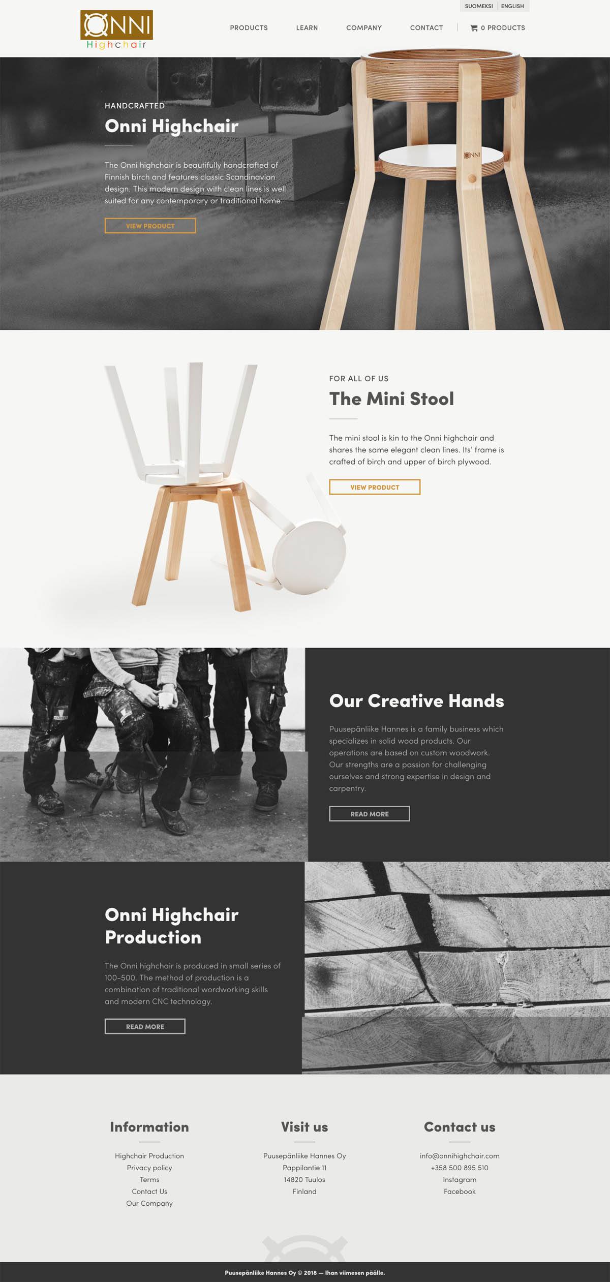 eCommerce website: Onni Highchair