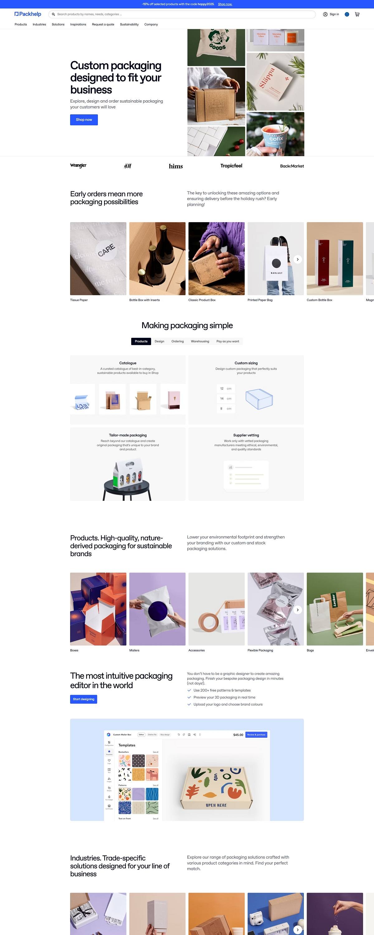 eCommerce website: Packhelp