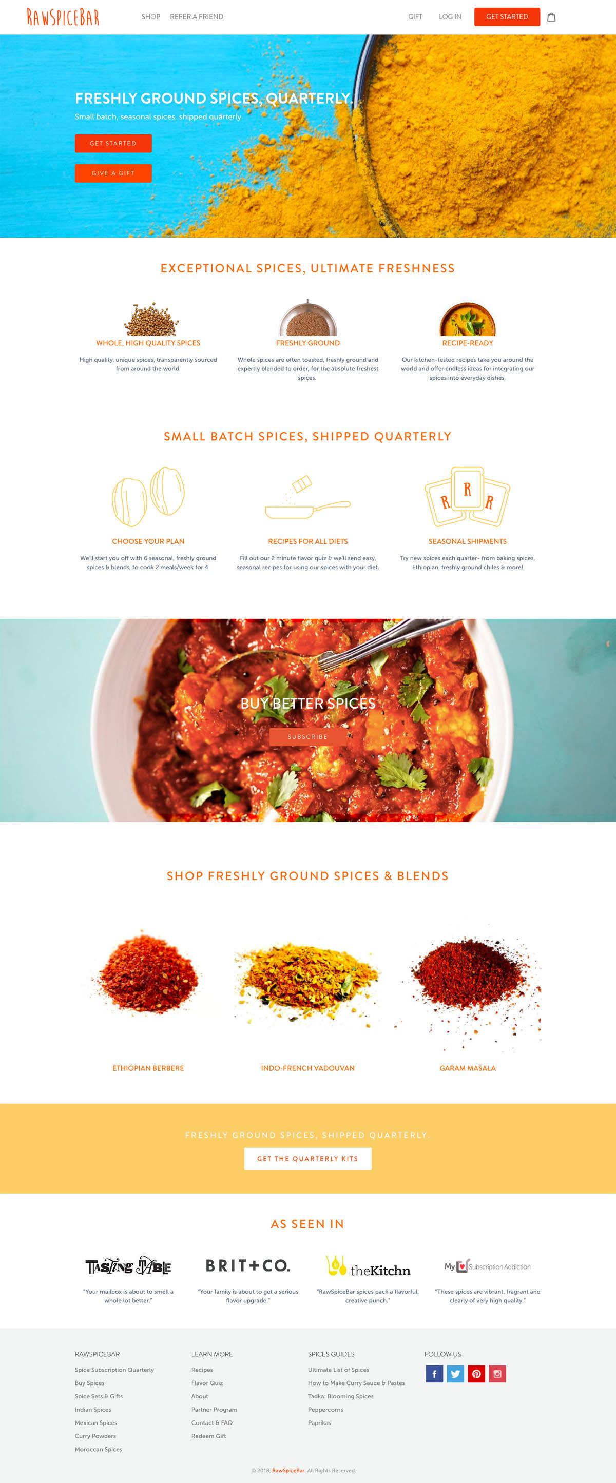 eCommerce website: RawSpiceBar