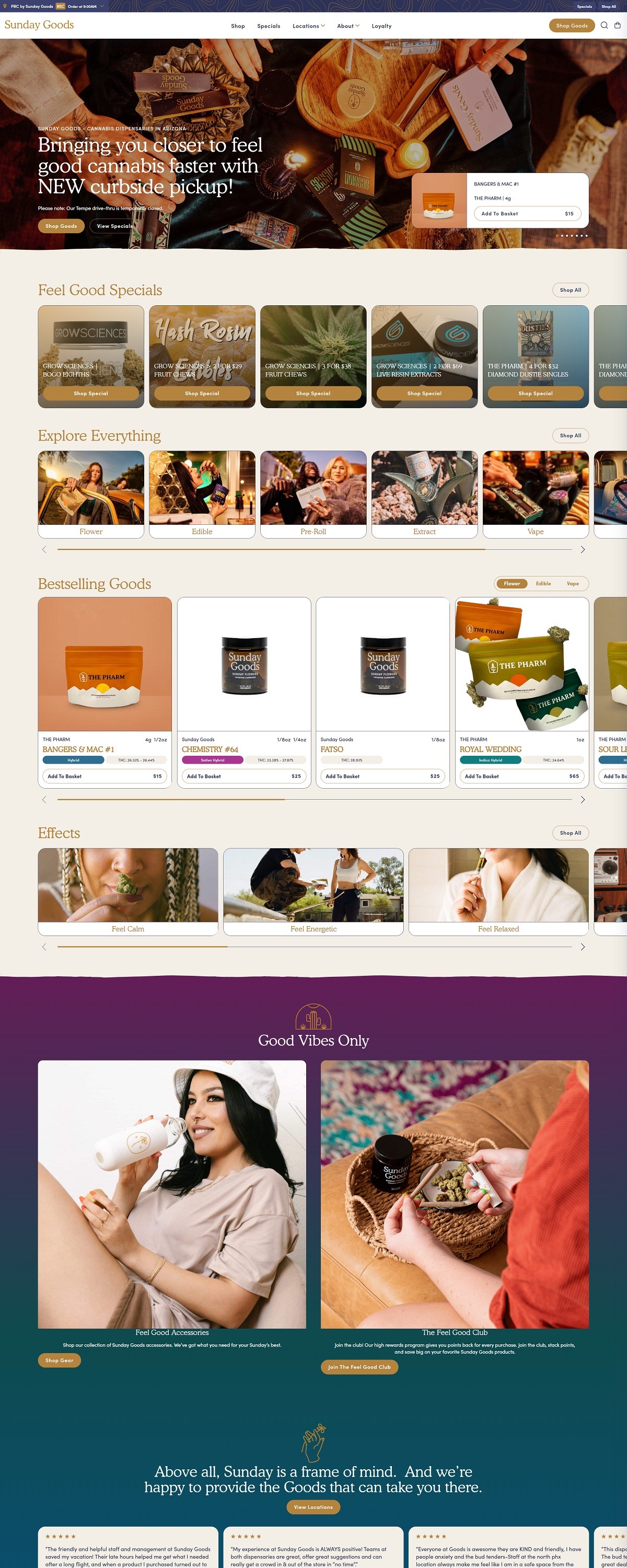 eCommerce website: Sunday Goods
