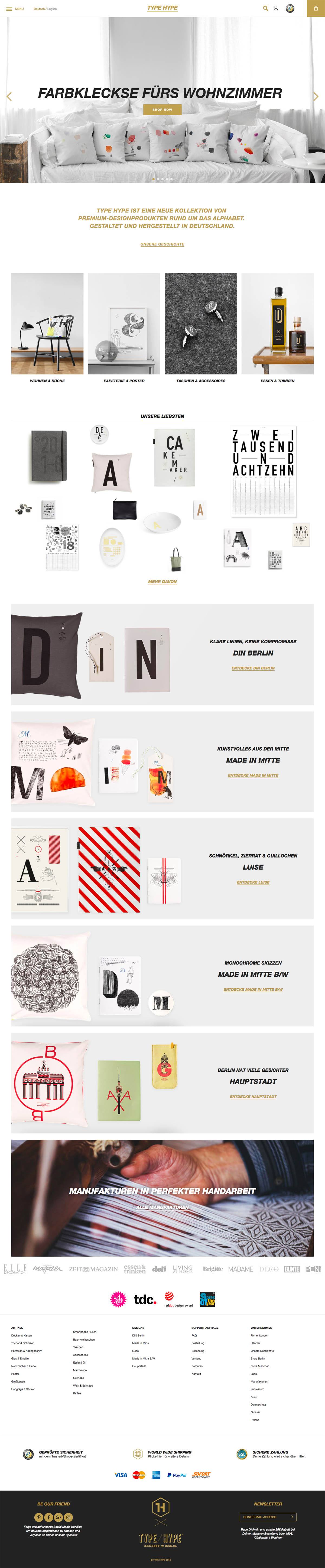 eCommerce website: TYPE HYPE