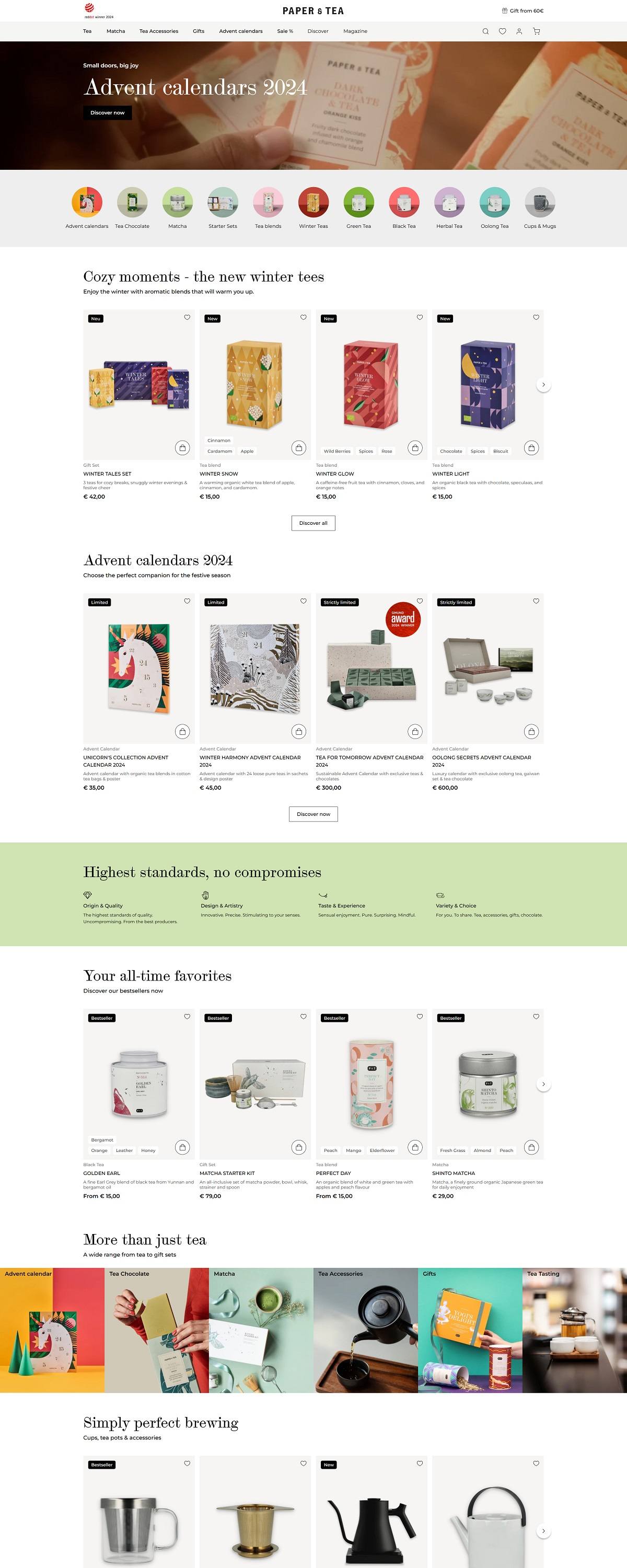 eCommerce website: P & T Paper and Tea