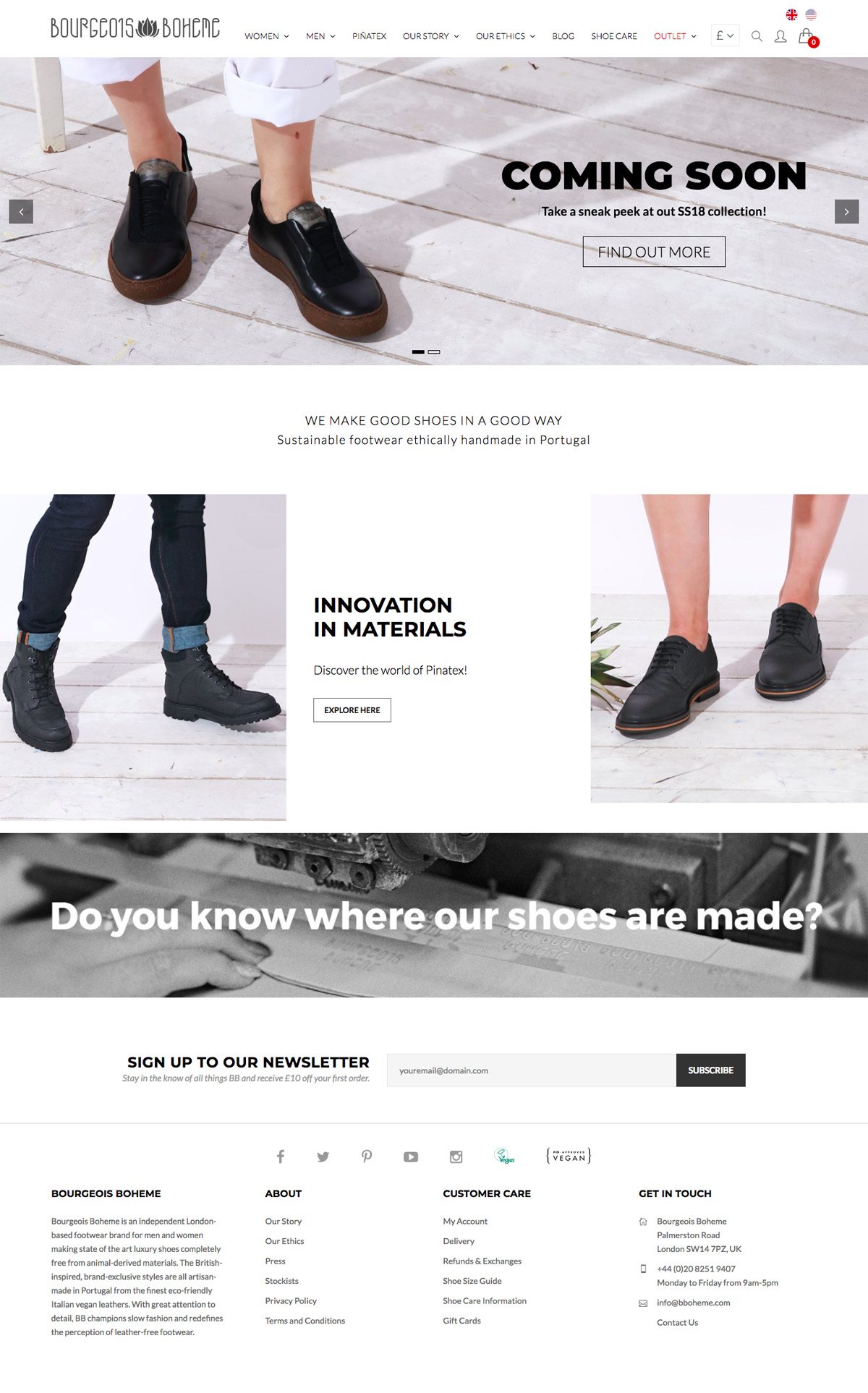 eCommerce website: Bourgeois Boheme