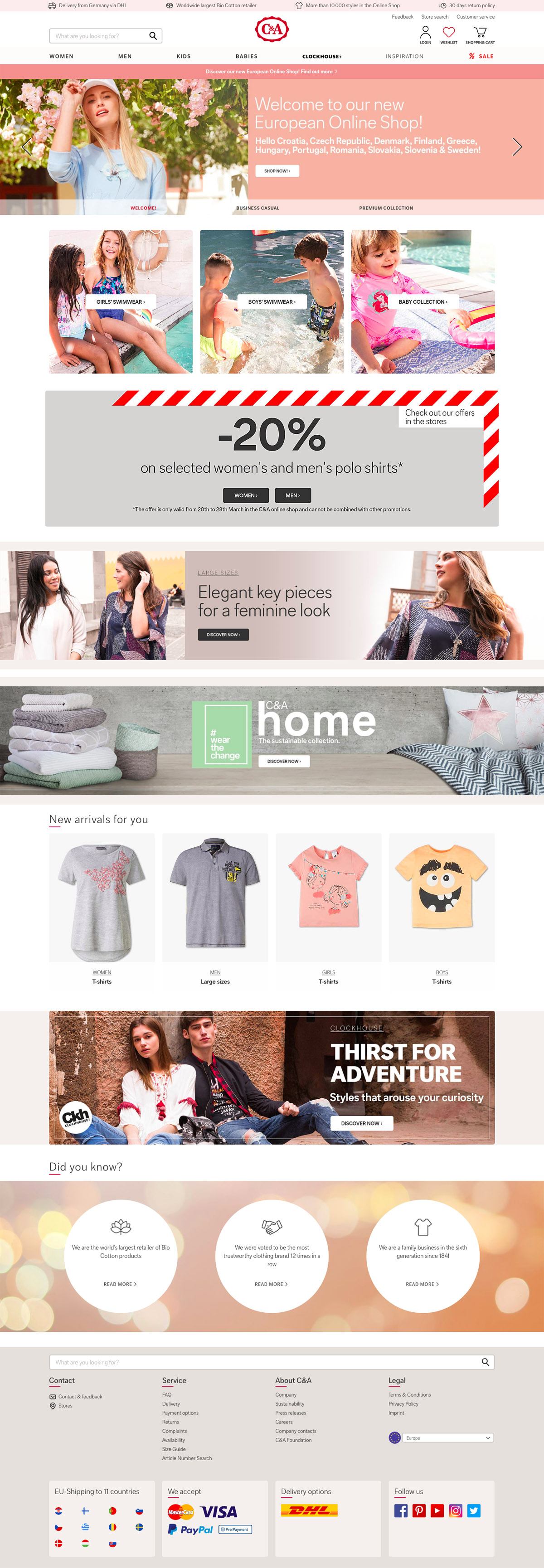 eCommerce website: C&A