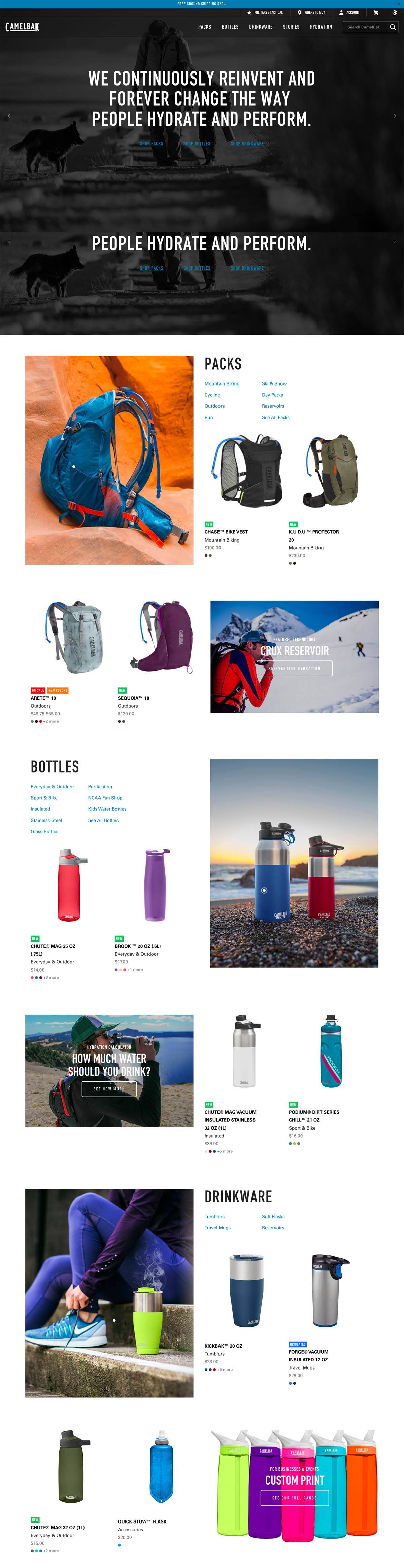 eCommerce website: CamelBak