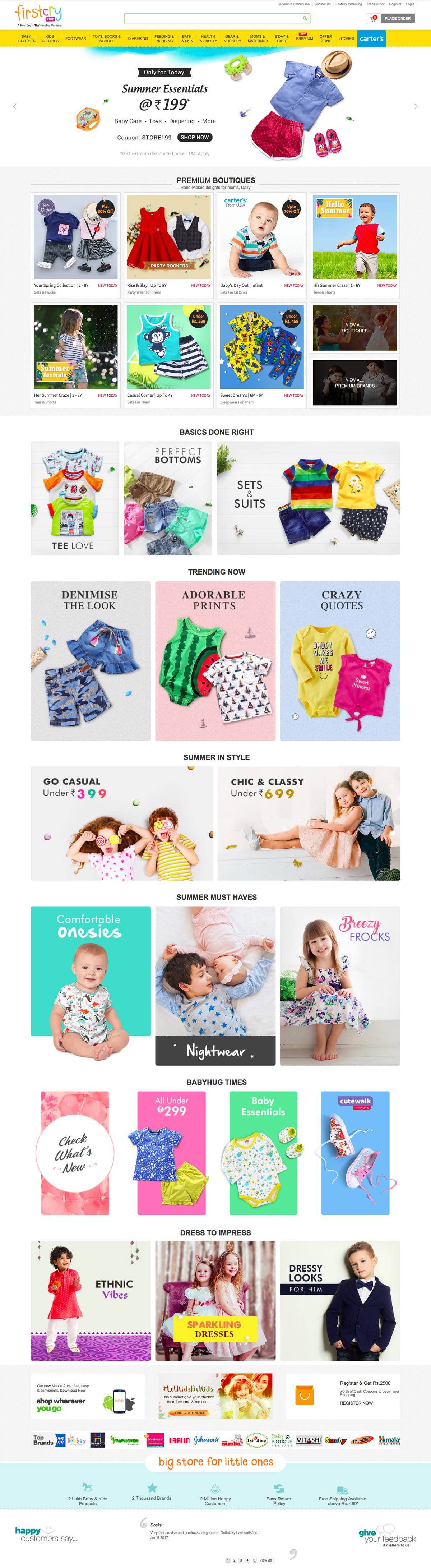eCommerce website: Firstcry