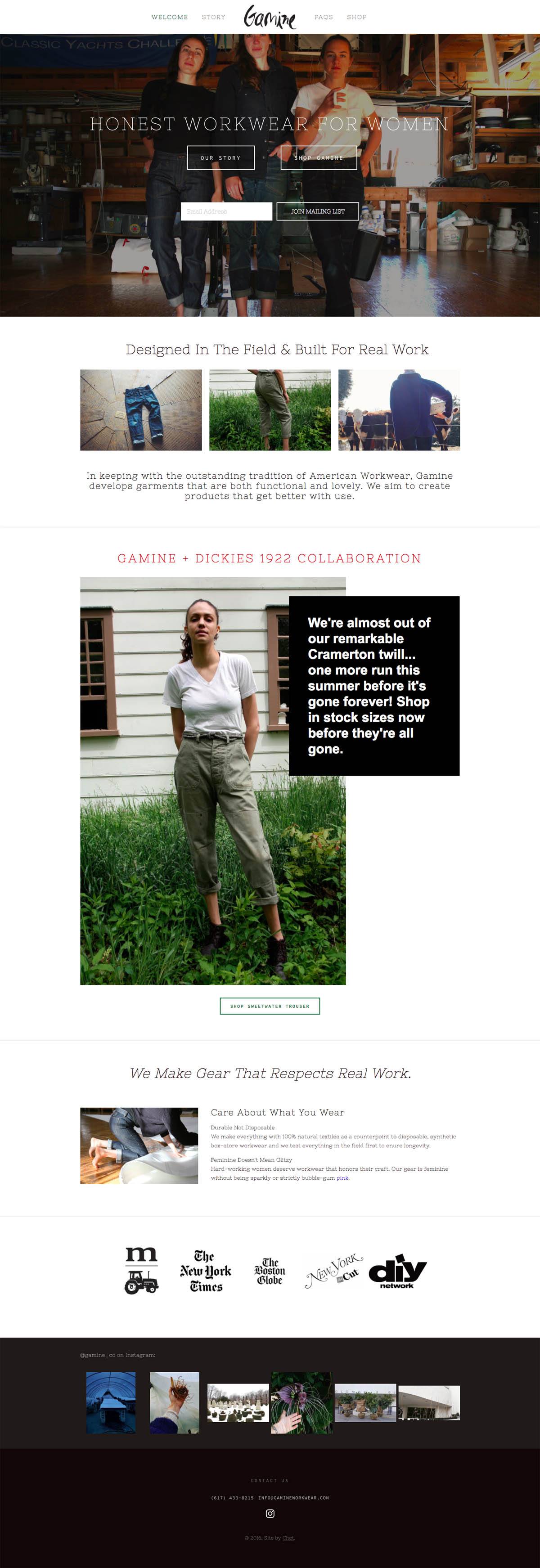 eCommerce website: Gamine