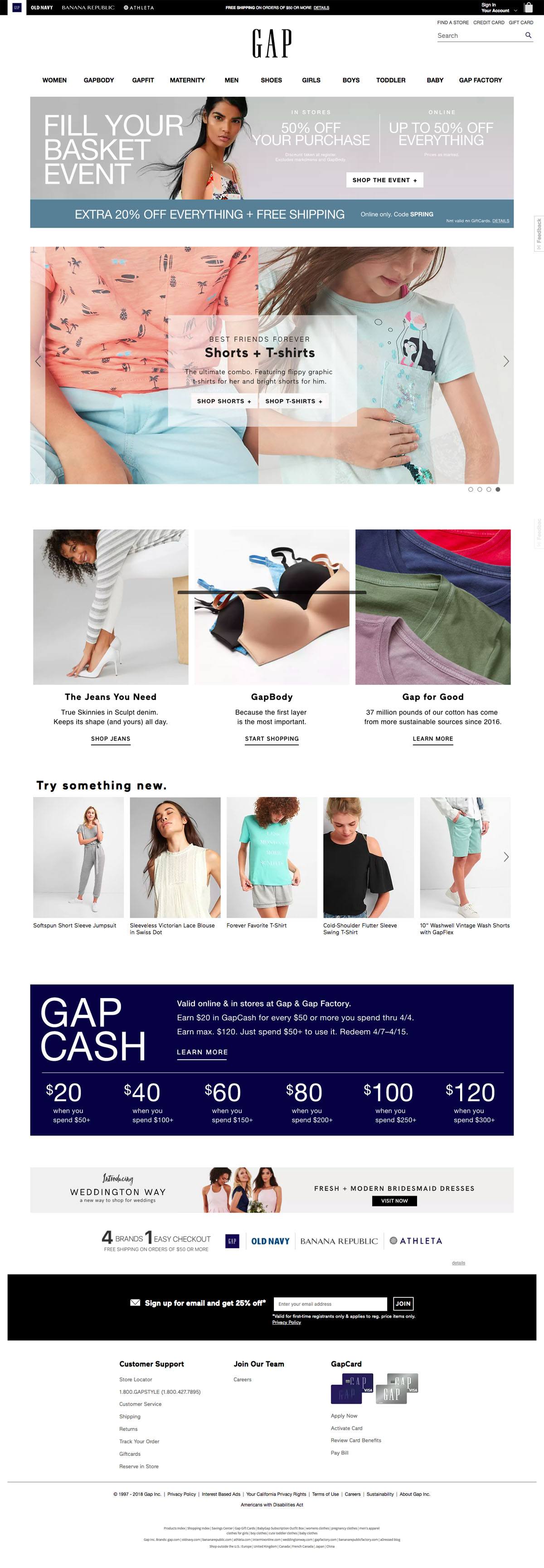 eCommerce website: Gap