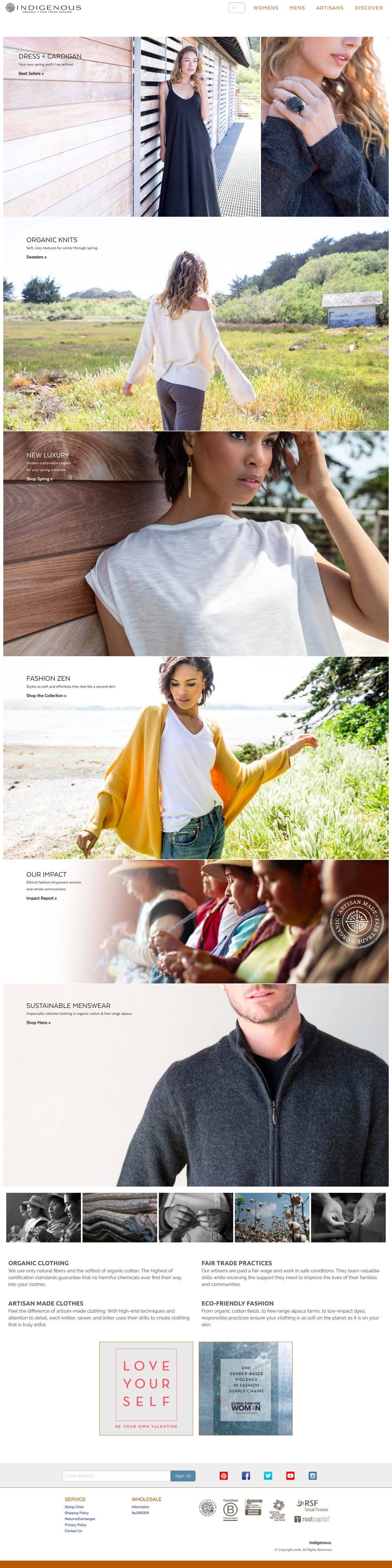 eCommerce website: INDIGENOUS