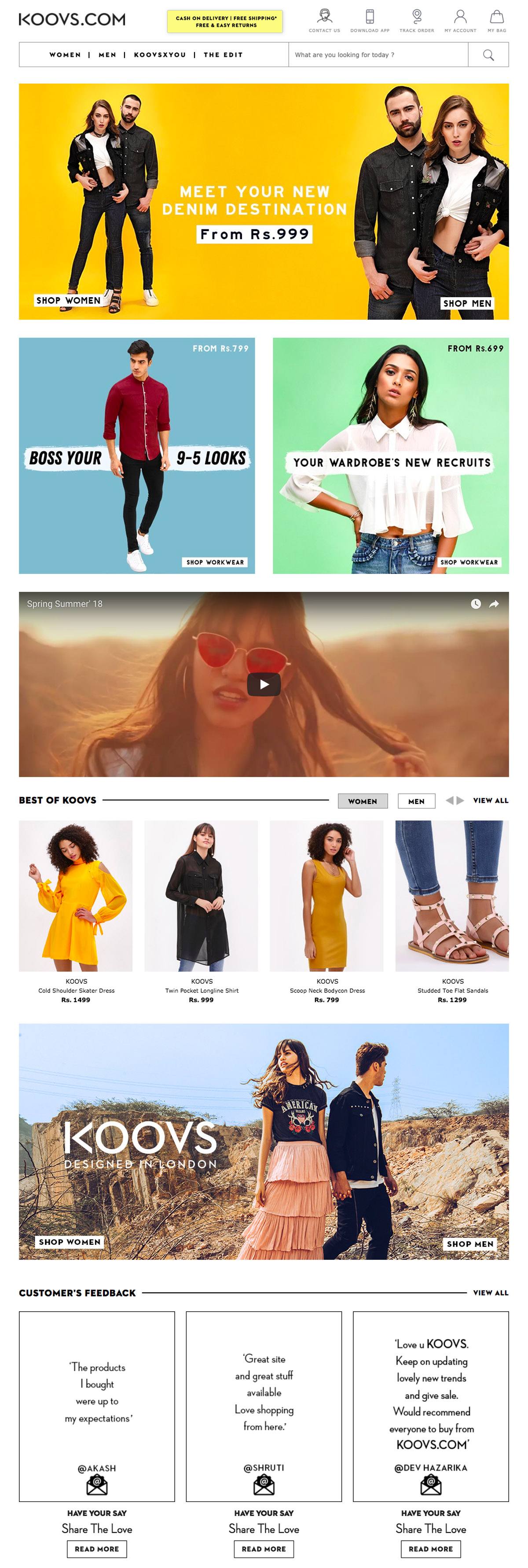 eCommerce website: KOOVS
