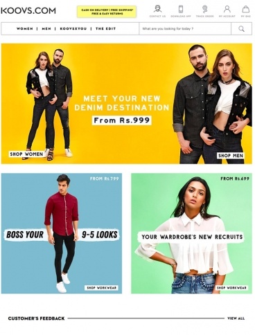 eCommerce website: KOOVS