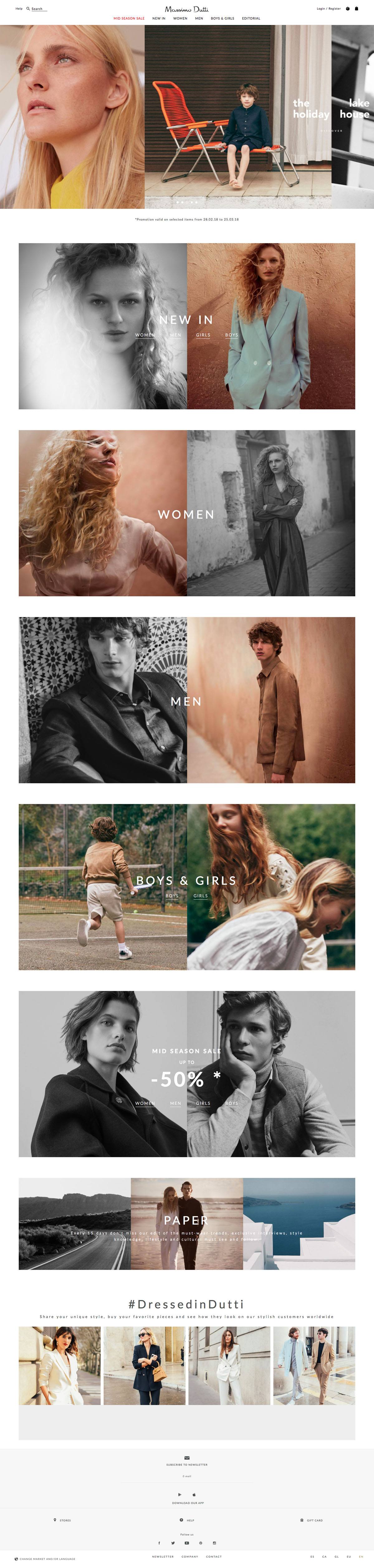 eCommerce website: Massimo Dutti