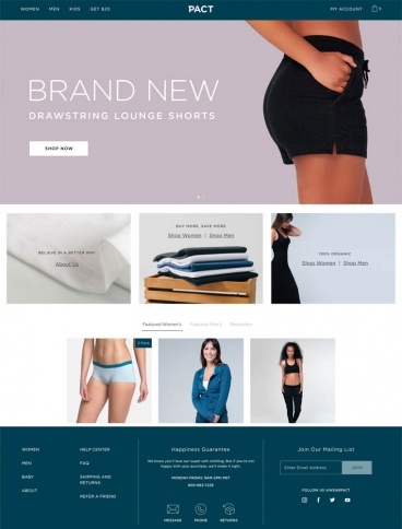 eCommerce website: PACT Organic