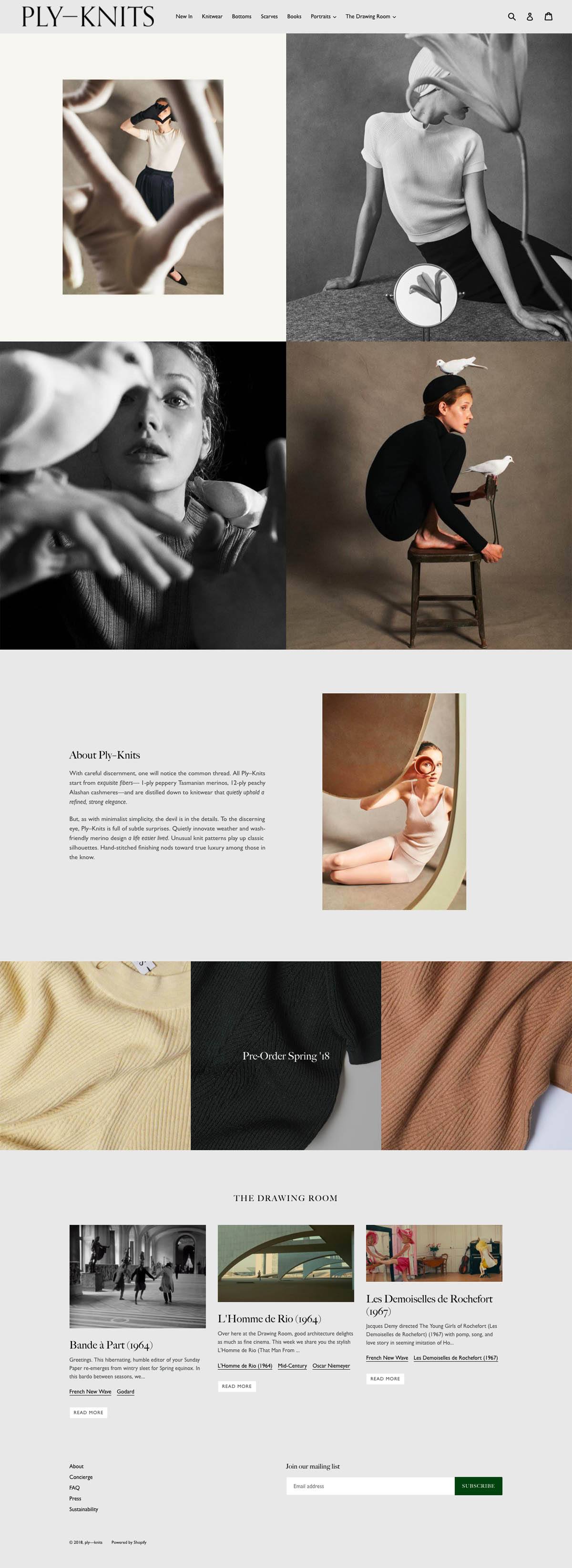 eCommerce website: Ply–Knits