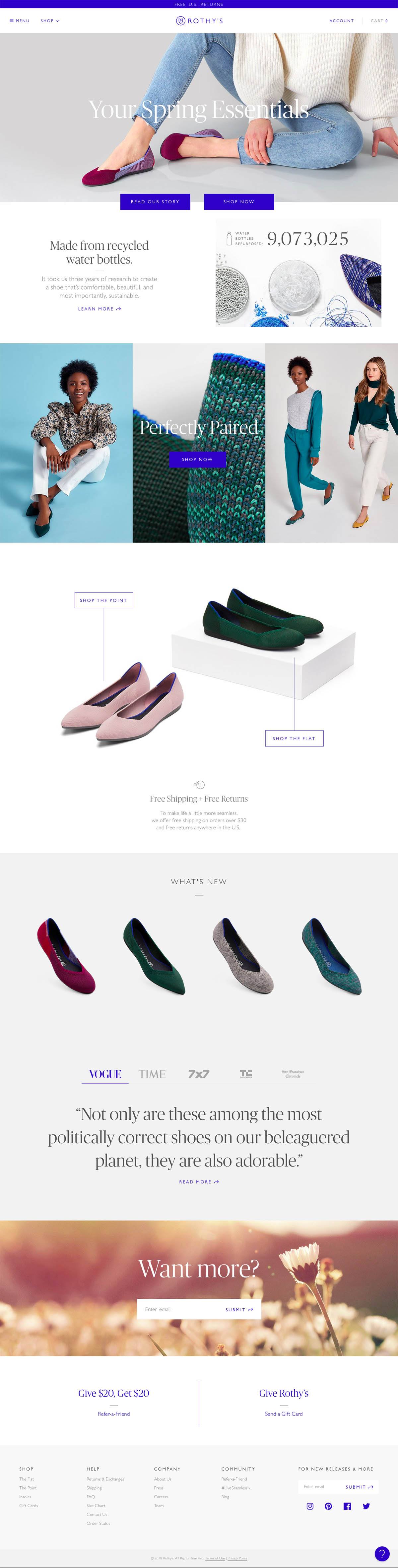 eCommerce website: ROTHY’S