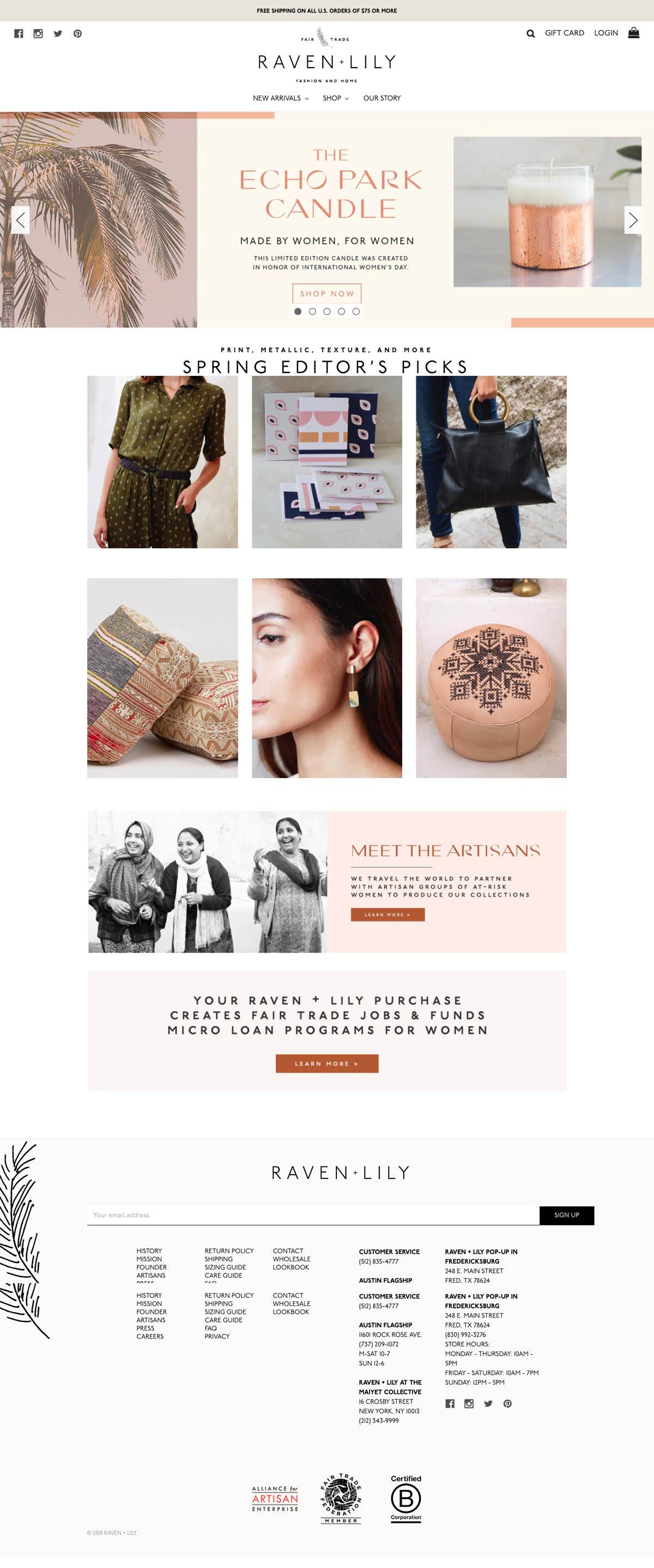 eCommerce website: Raven + Lily