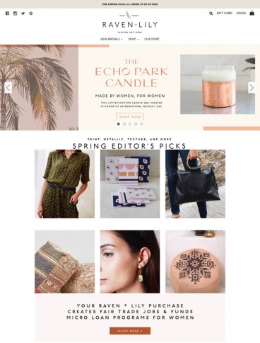 eCommerce website: Raven + Lily
