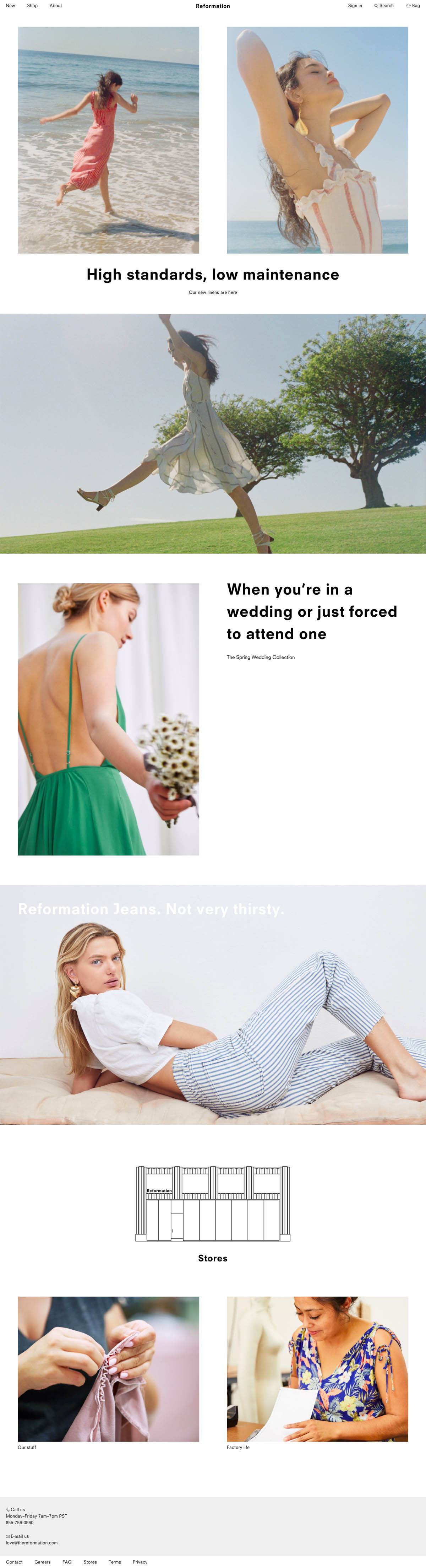 eCommerce website: Reformation