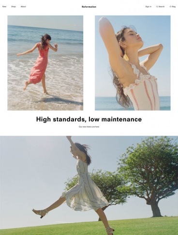 eCommerce website: Reformation