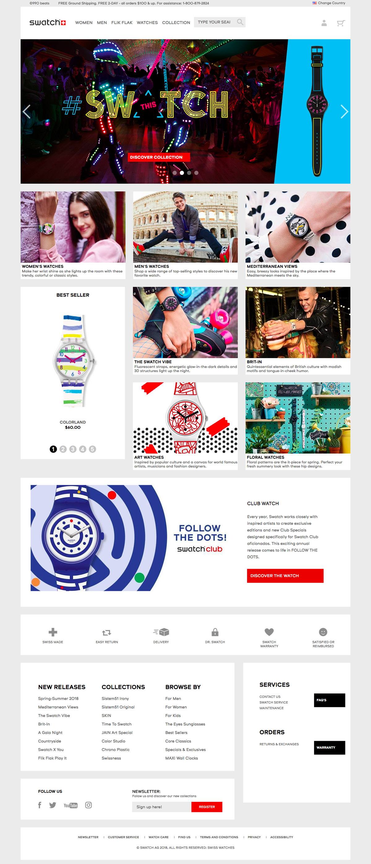 eCommerce website: Swatch