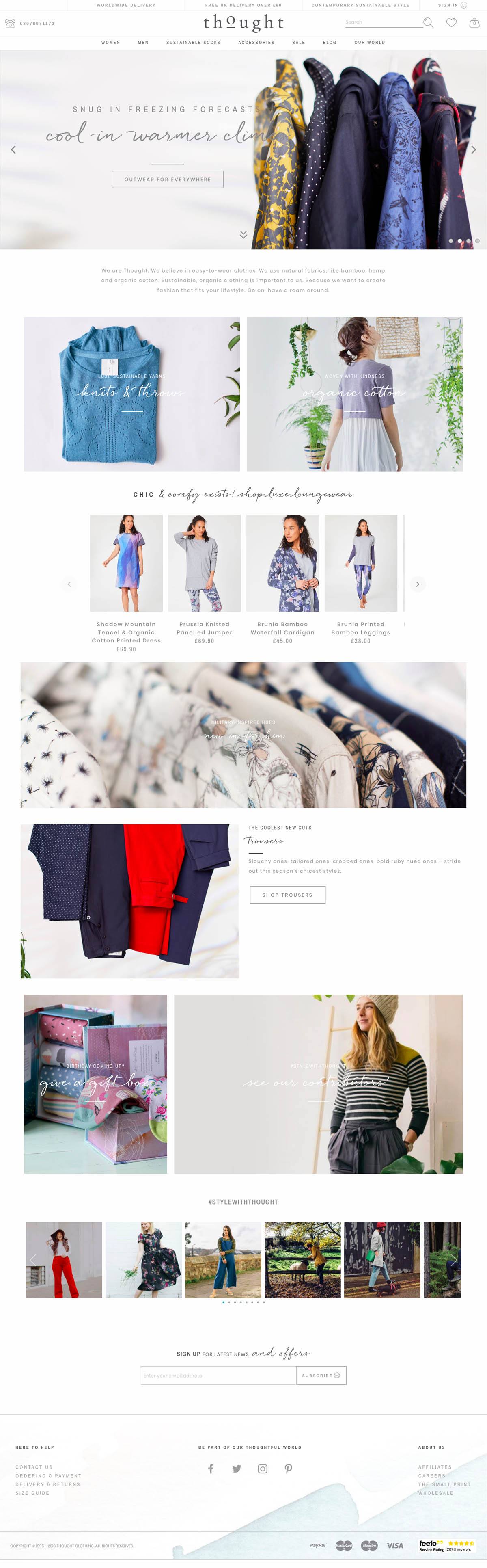 eCommerce website: Thought Clothing