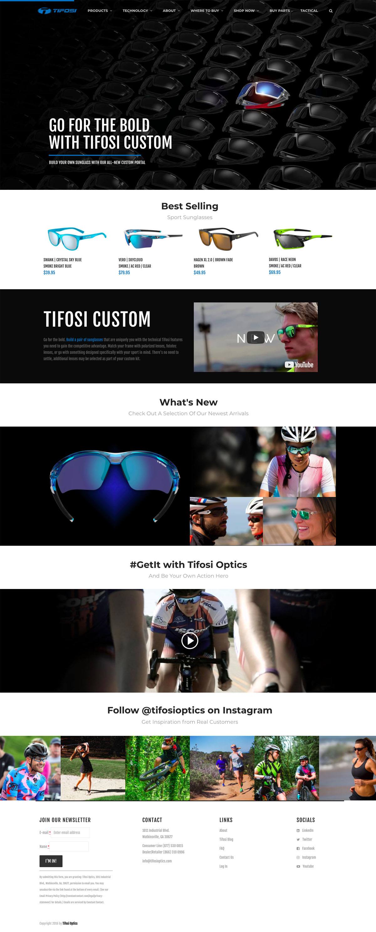 eCommerce website: Tifosi Optics