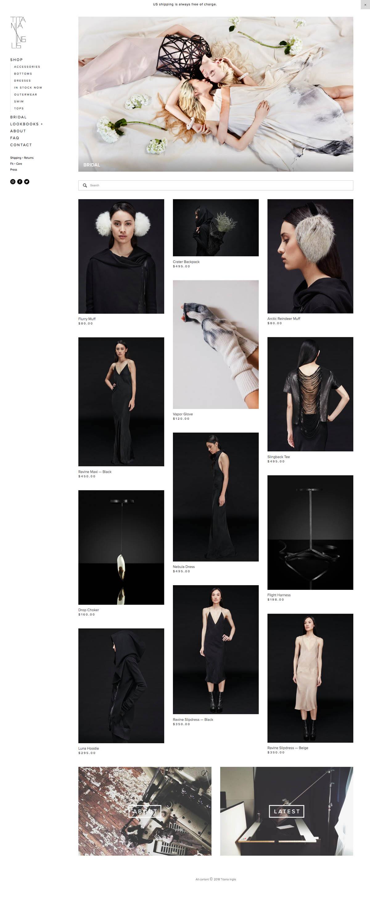 eCommerce website: Titania Inglis
