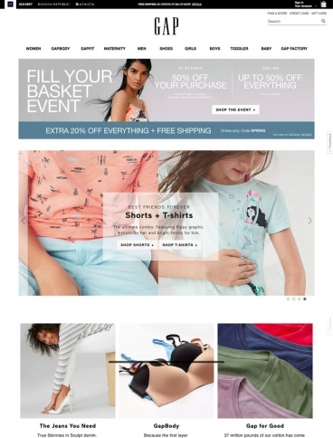 eCommerce website: Gap
