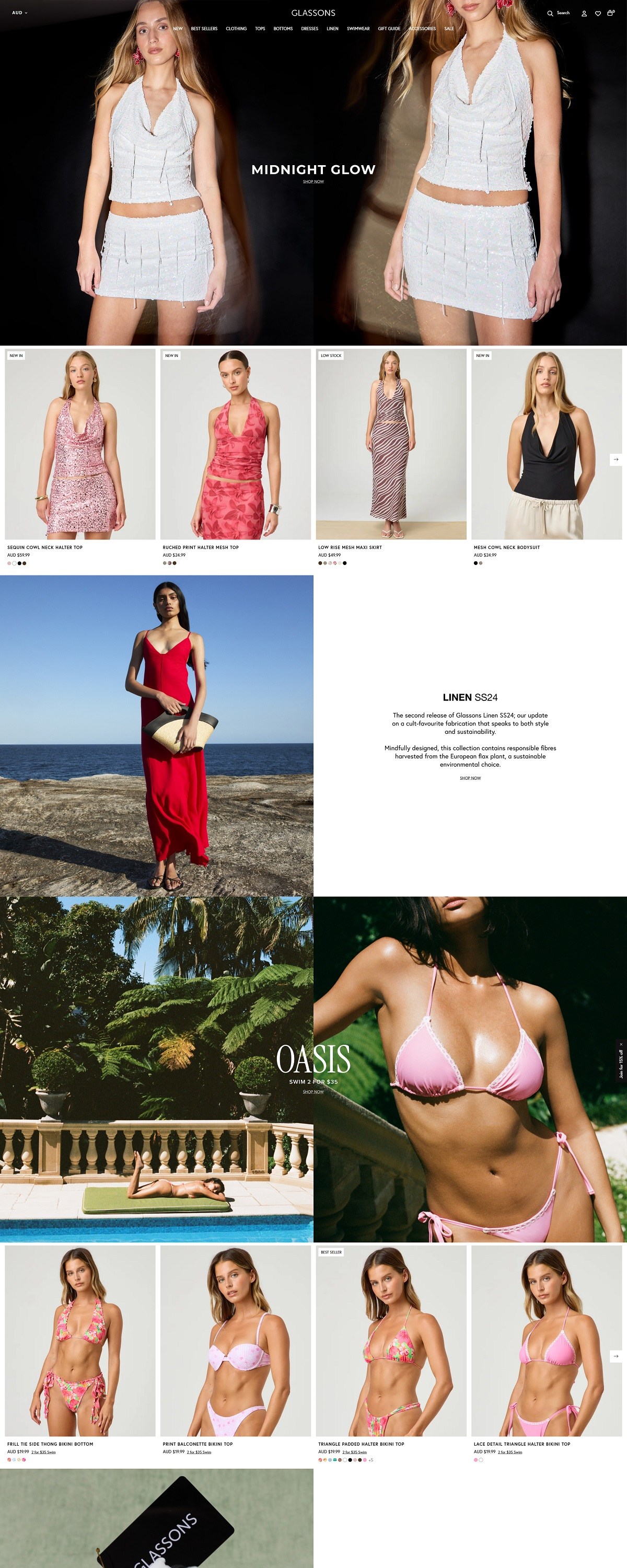 eCommerce website: Glassons