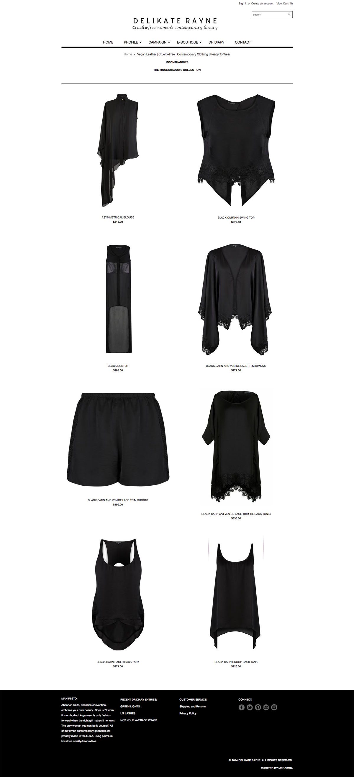 eCommerce website: Delikate Rayne