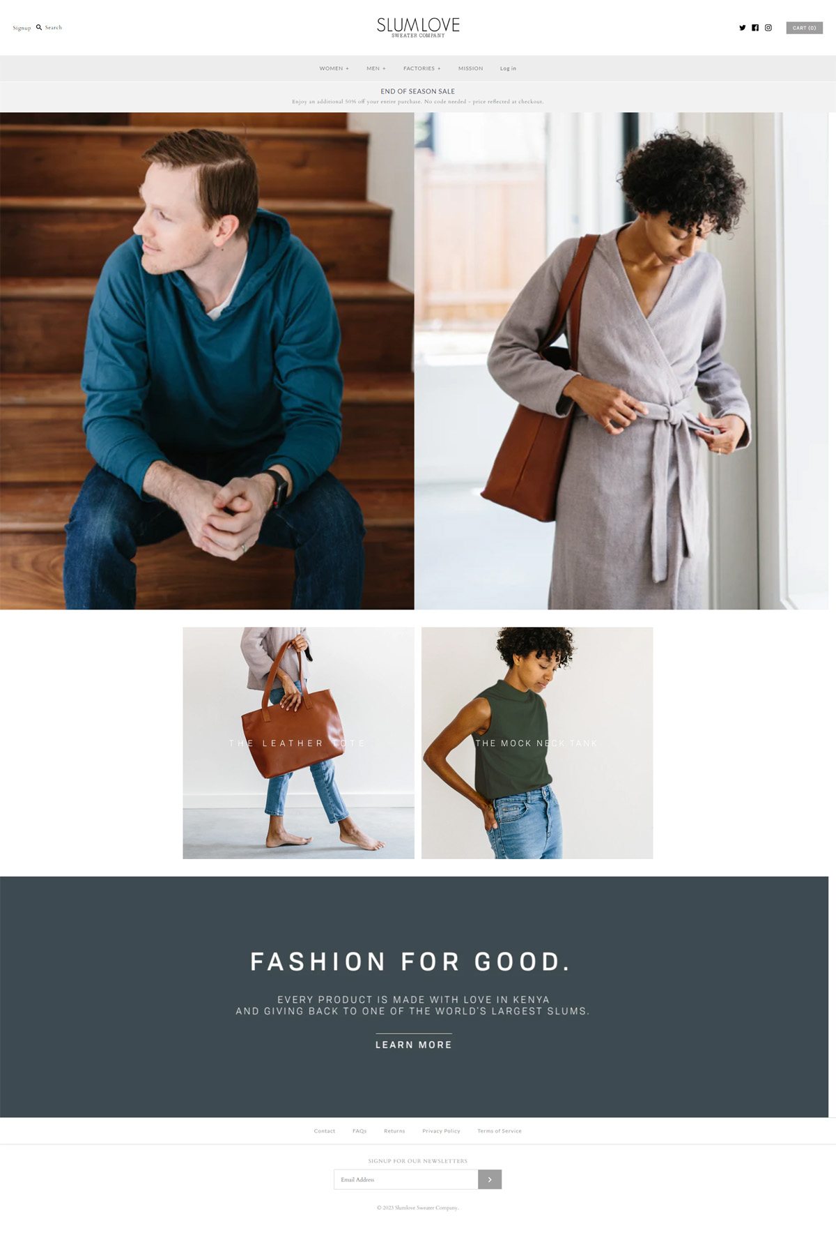 eCommerce website: Slumlove Sweater Co.