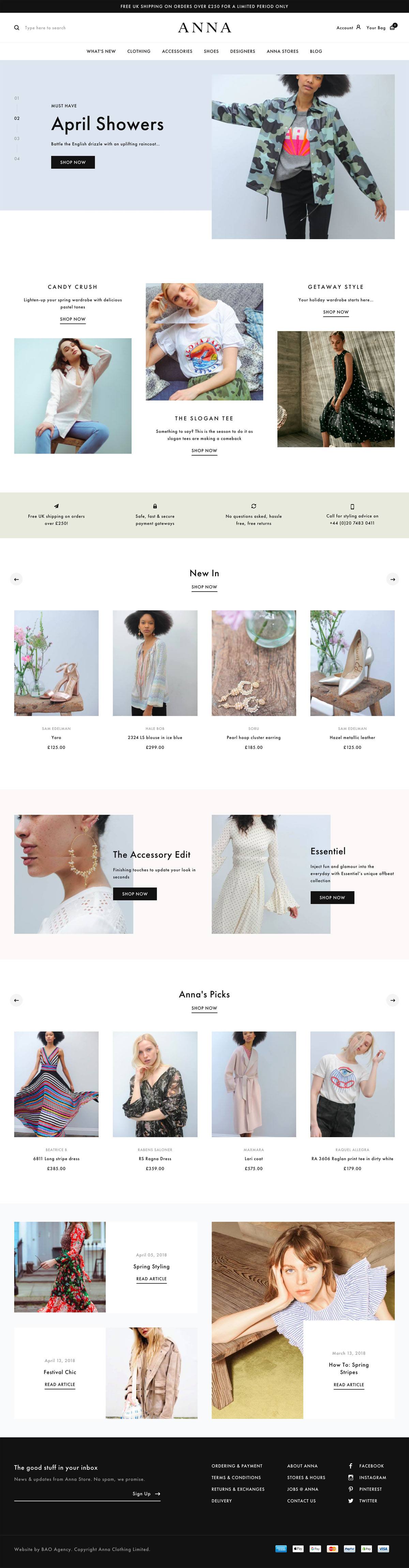 eCommerce website: Anna Clothing