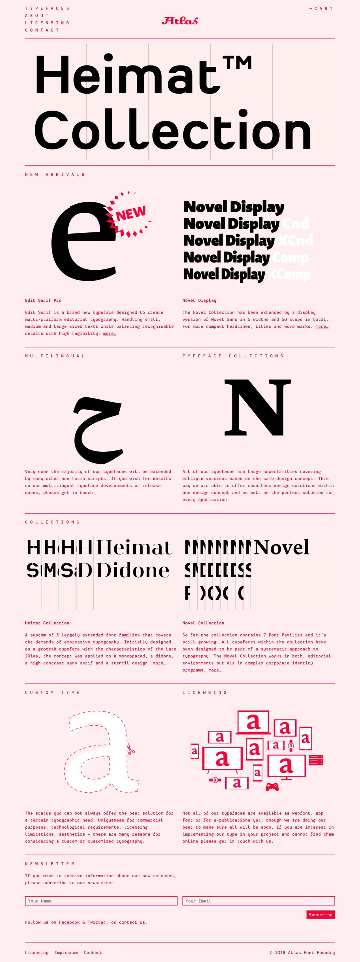 eCommerce website: Atlas Font Foundry