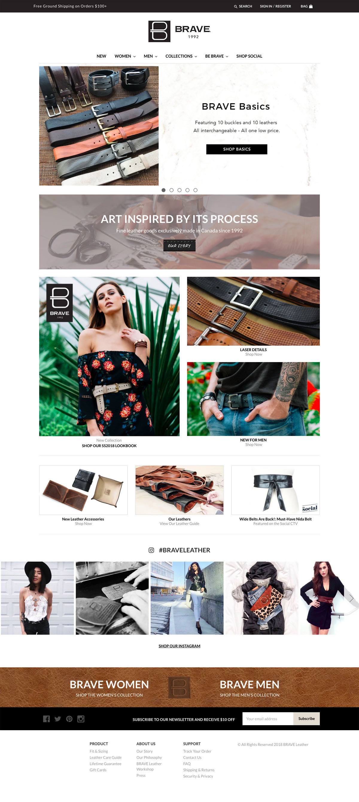 eCommerce website: BRAVE Leather