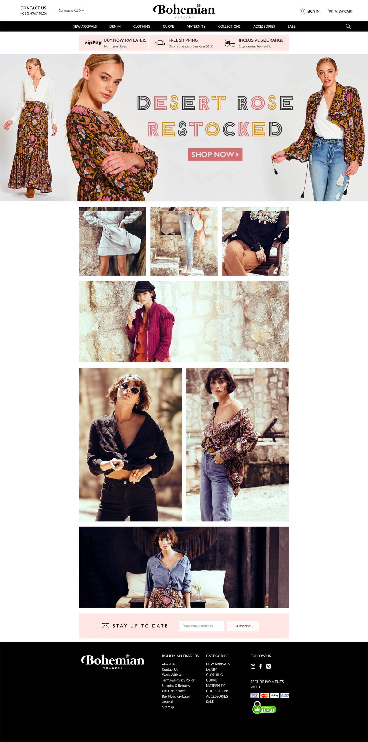 eCommerce website: Bohemian Traders