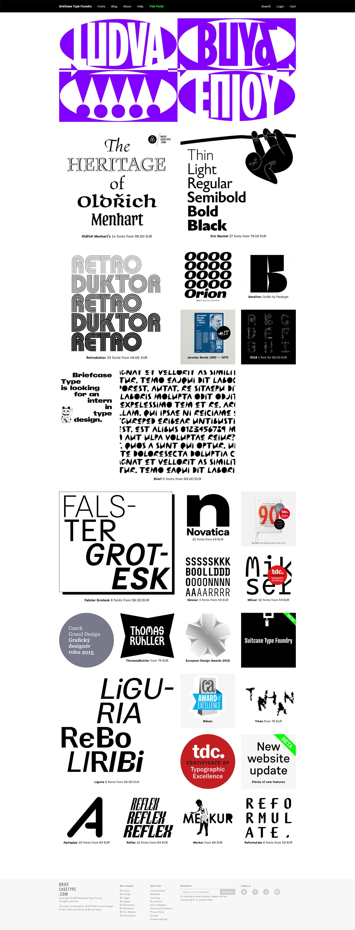 eCommerce website: Briefcase Type Foundry