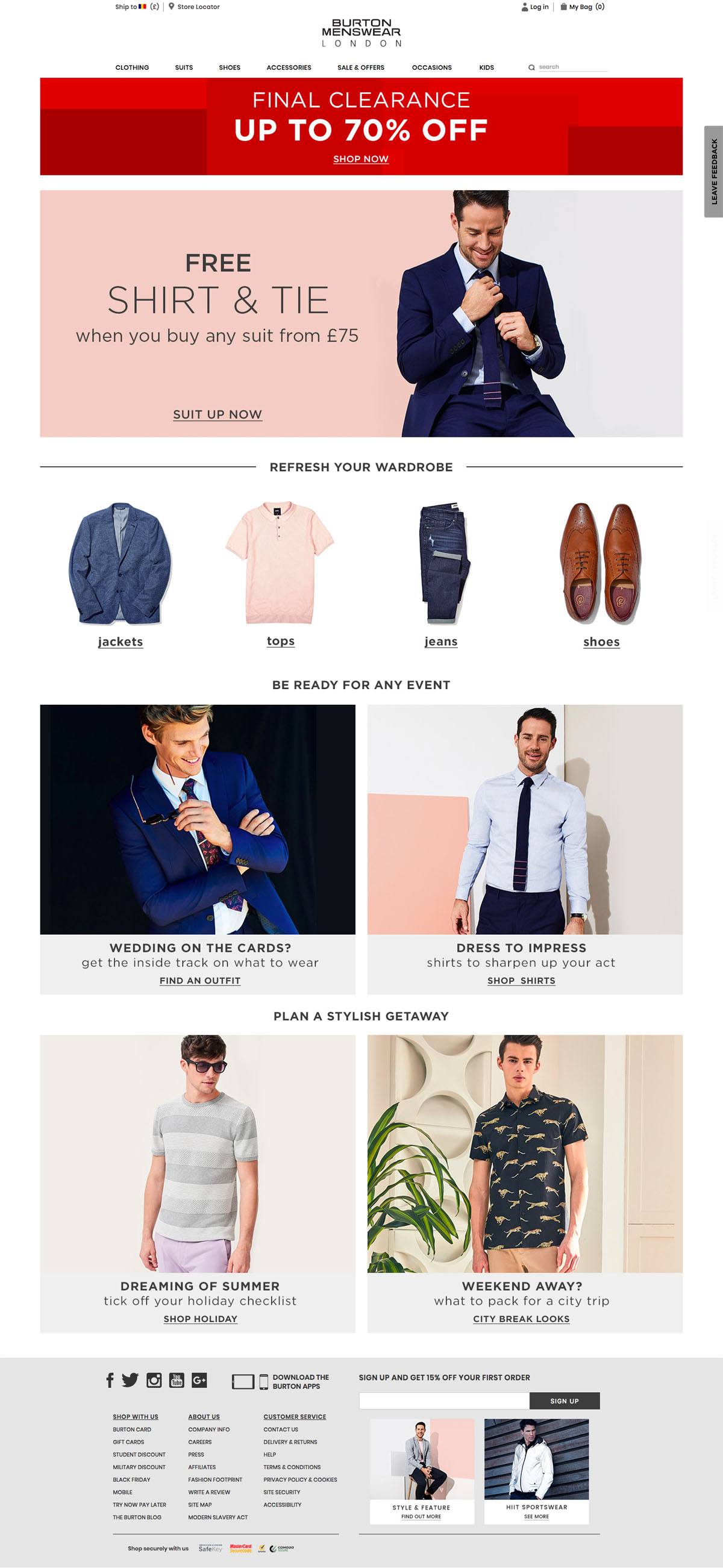 eCommerce website: Burton Menswear