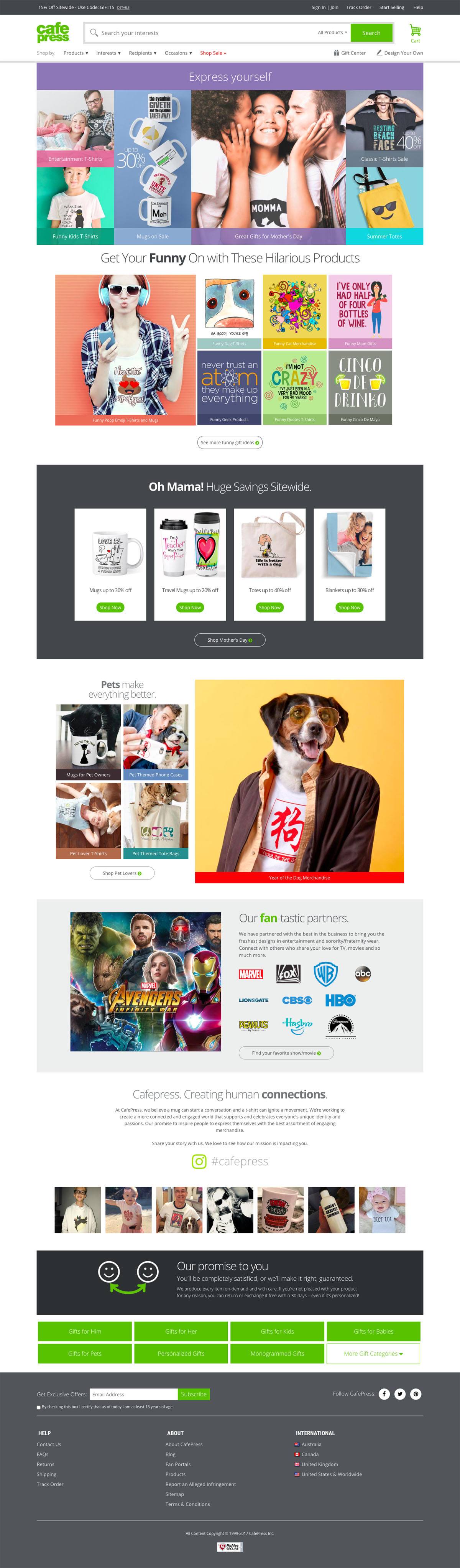 eCommerce website: CafePress