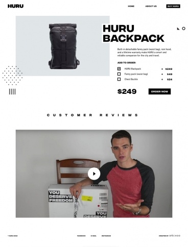 eCommerce website: Huru Backpack